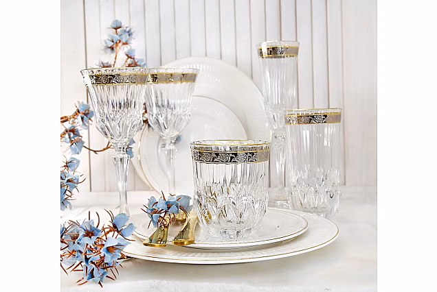 Eleganckie kieliszki do szampana 180ml zdobione Sofia Crystal -SCA