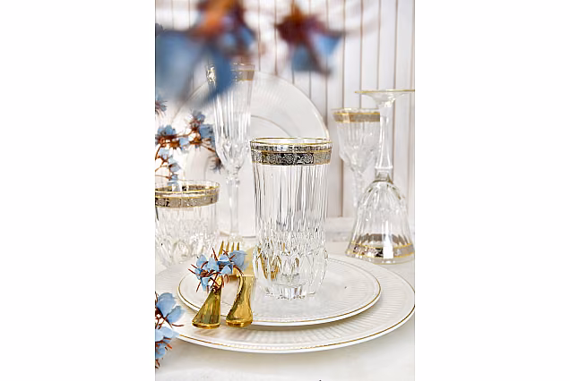 Eleganckie szklanki do wody z platynowym dekorem Sofia Crystal-SCD