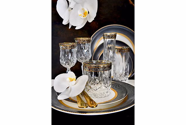 Eleganckie kieliszki do szampana 130ml zdobione Opera Platin-OCA